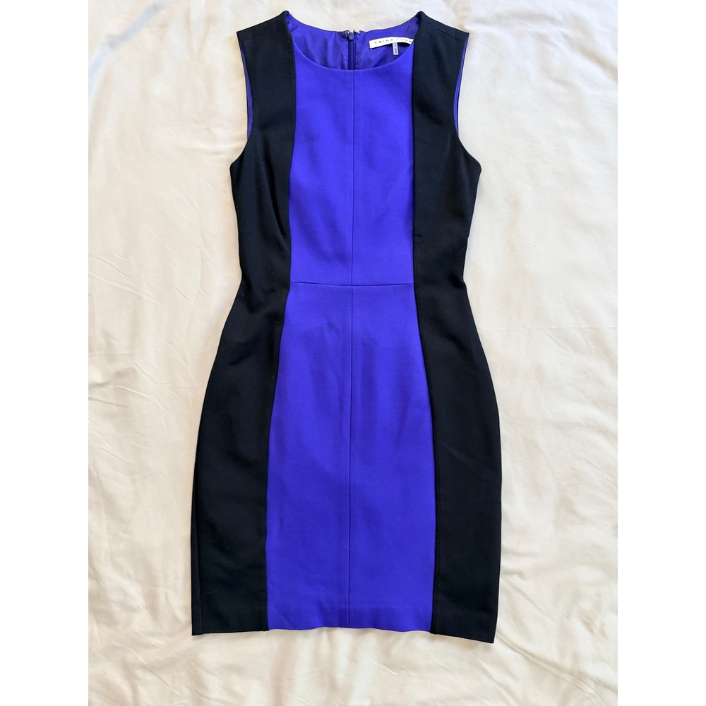 Trina Turk Womens Purple‎ Black Colorblock Sheath Dress Lace Vent Size 4